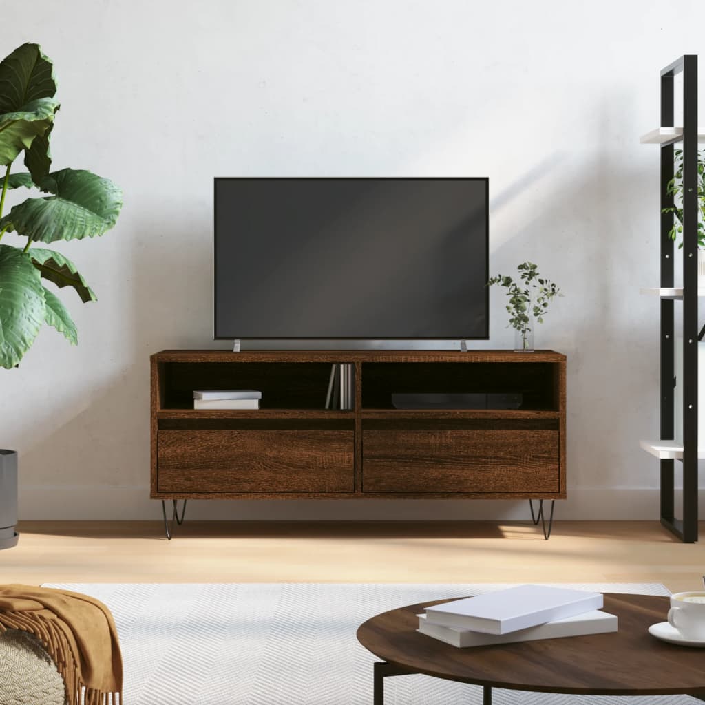 vidaXL TV Cabinet Brown Oak 100x34.5x44.5 cm Engineered Wood