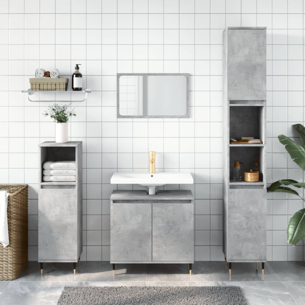 vidaXL Bathroom Cabinet Concrete Grey 58x33x60 cm Engineered Wood