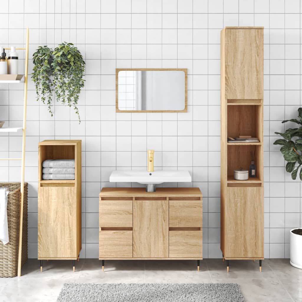 vidaXL Bathroom Cabinet Sonoma Oak 80x33x60 cm Engineered Wood
