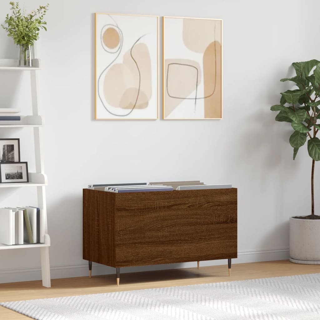 vidaXL Record Cabinet Brown Oak 74.5x38x48 cm Engineered Wood