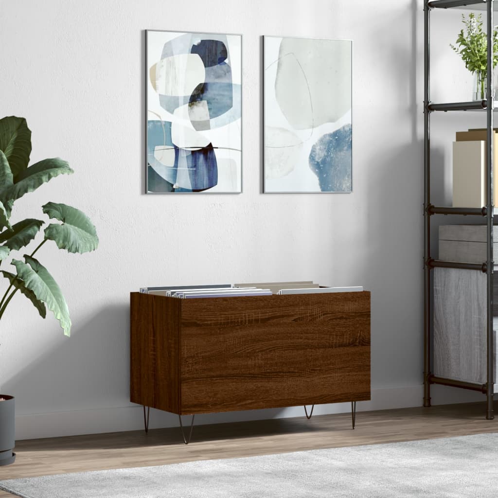 vidaXL Record Cabinet Brown Oak 74.5x38x48 cm Engineered Wood