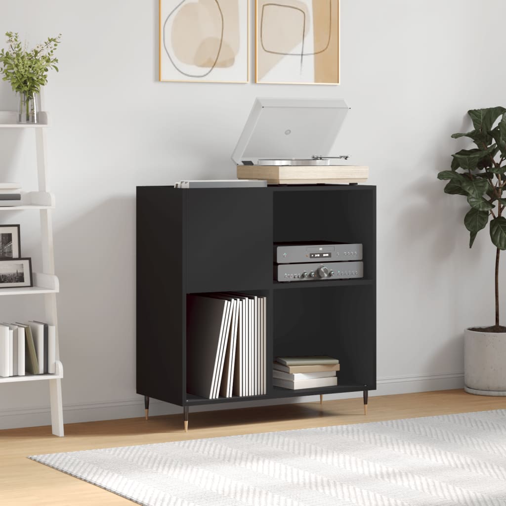 vidaXL Record Cabinet Black 84.5x38x89 cm Engineered Wood