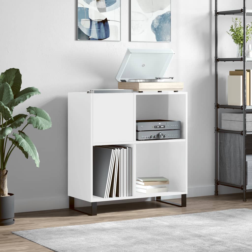 vidaXL Record Cabinet High Gloss White 84.5x38x89 cm Engineered Wood