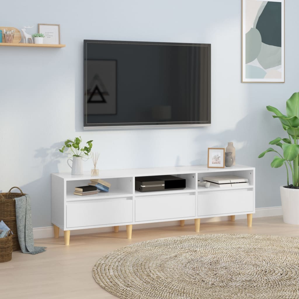 vidaXL TV Cabinet High Gloss White 150x30x44.5 cm Engineered Wood