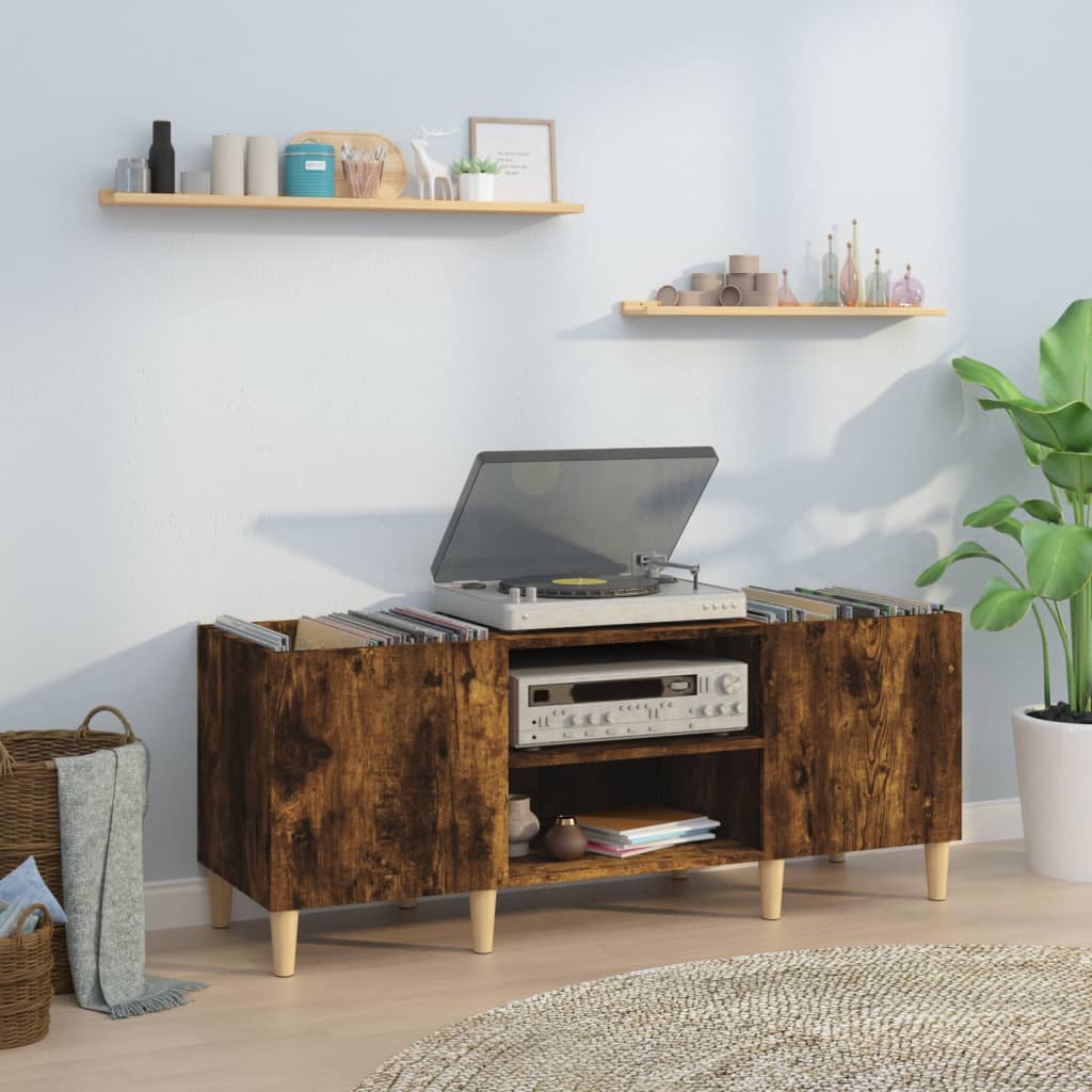vidaXL Record Cabinet Smoked Oak 121x38x48 cm Engineered Wood