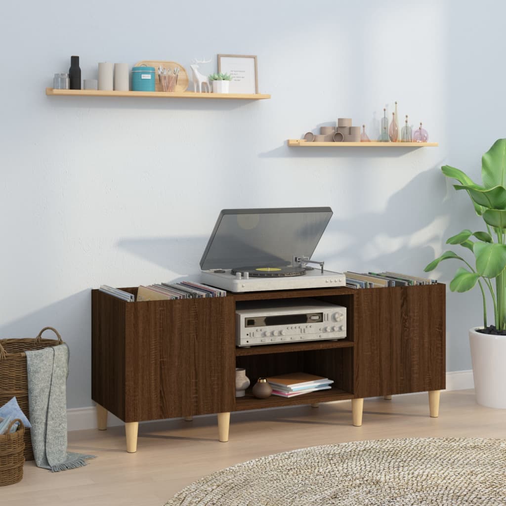 vidaXL Record Cabinet Brown Oak 121x38x48 cm Engineered Wood