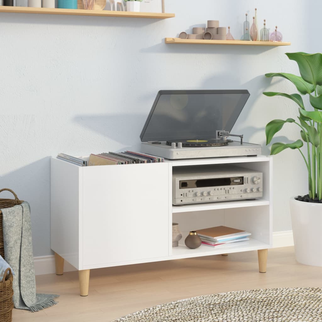 vidaXL Record Cabinet High Gloss White 84.5x38x48 cm Engineered Wood