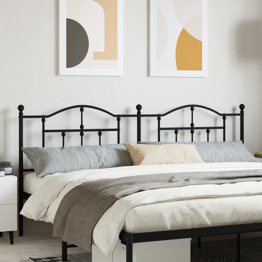 vidaXL Metal Headboard Black 200 cm