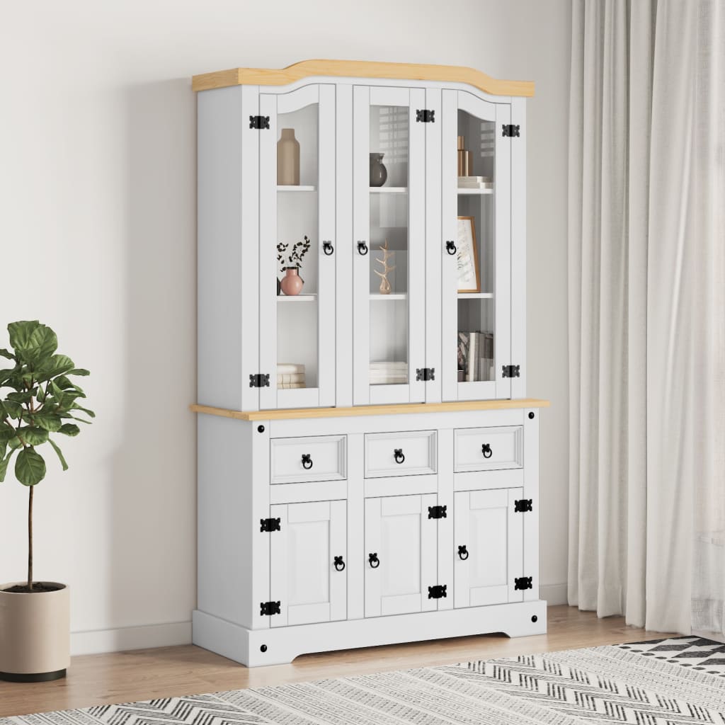 vidaXL Highboard Corona White 112x43x196 cm Solid Wood Mexican Pine