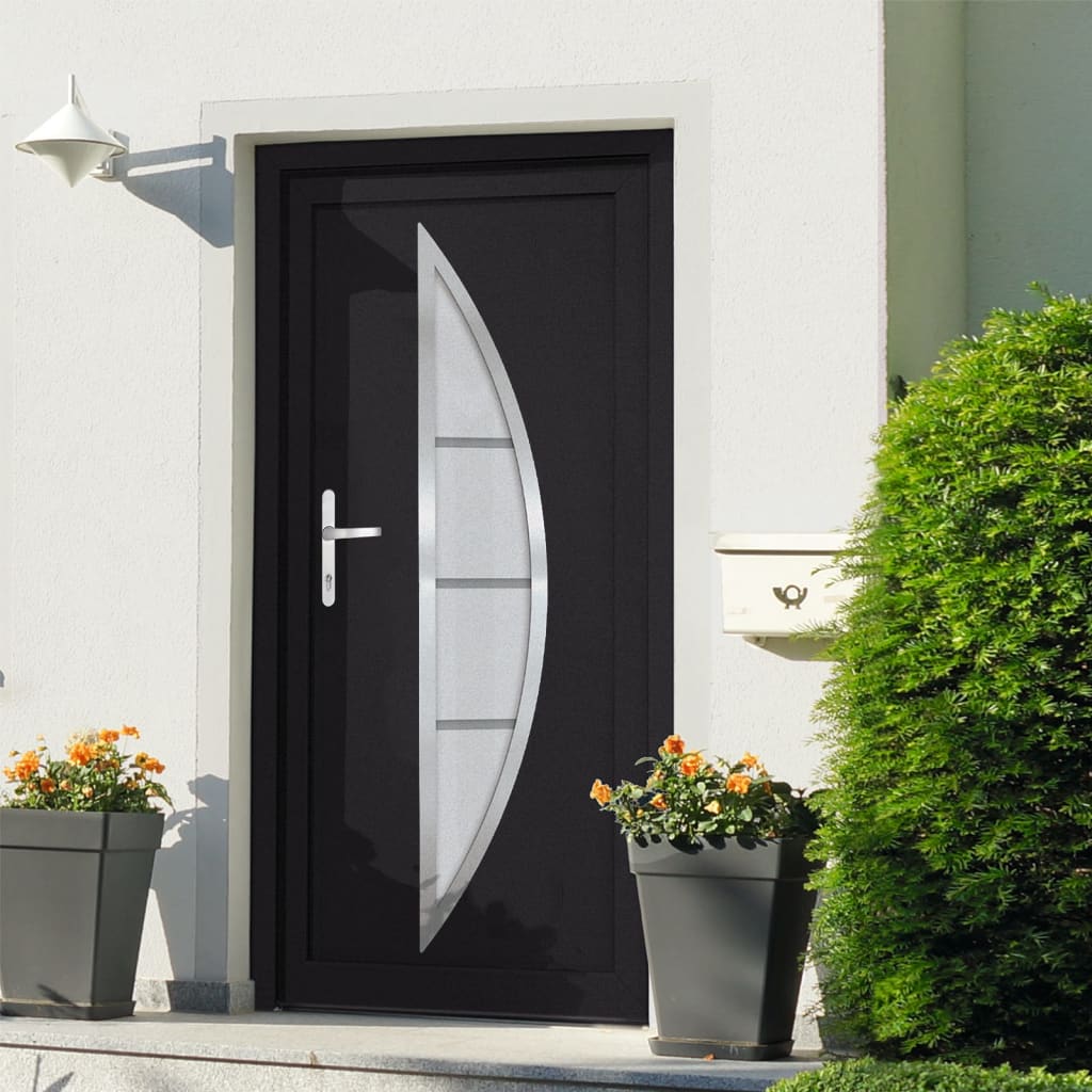 vidaXL Front Door Anthracite 98x208 cm PVC