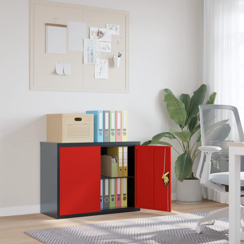 vidaXL File Cabinet Anthracite and Red 90x40x70 cm Steel