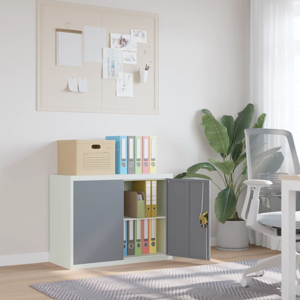 vidaXL File Cabinet Light Grey and Dark Grey 90x40x70 cm Steel