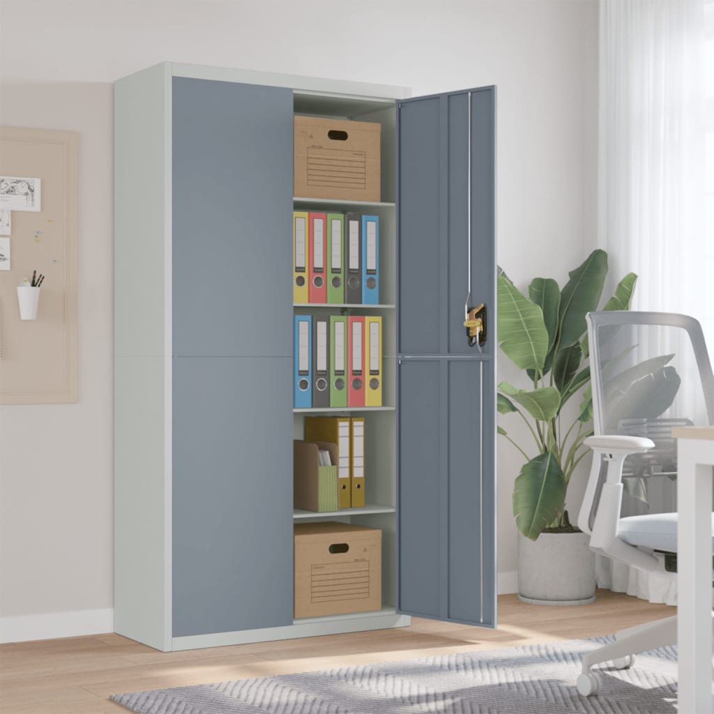 vidaXL File Cabinet Light Grey and Dark Grey 90x40x180 cm Steel
