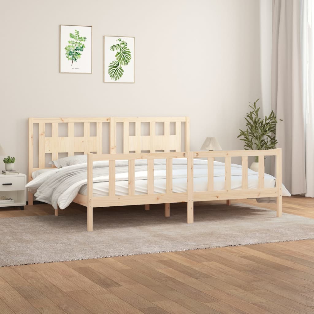 vidaXL Bed Frame with Headboard Solid Wood Pine 200x200 cm