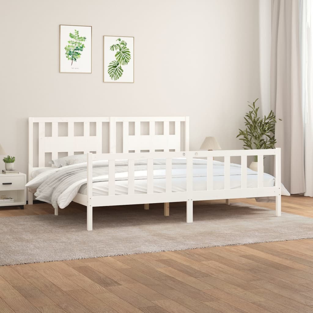 vidaXL Bed Frame with Headboard White Solid Wood Pine 200x200 cm