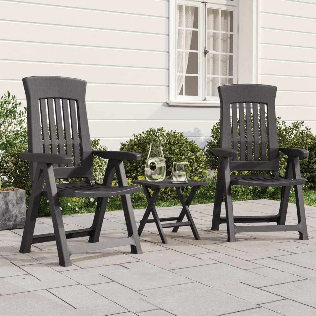 vidaXL Garden Reclining Chairs 2 pcs Anthracite PP