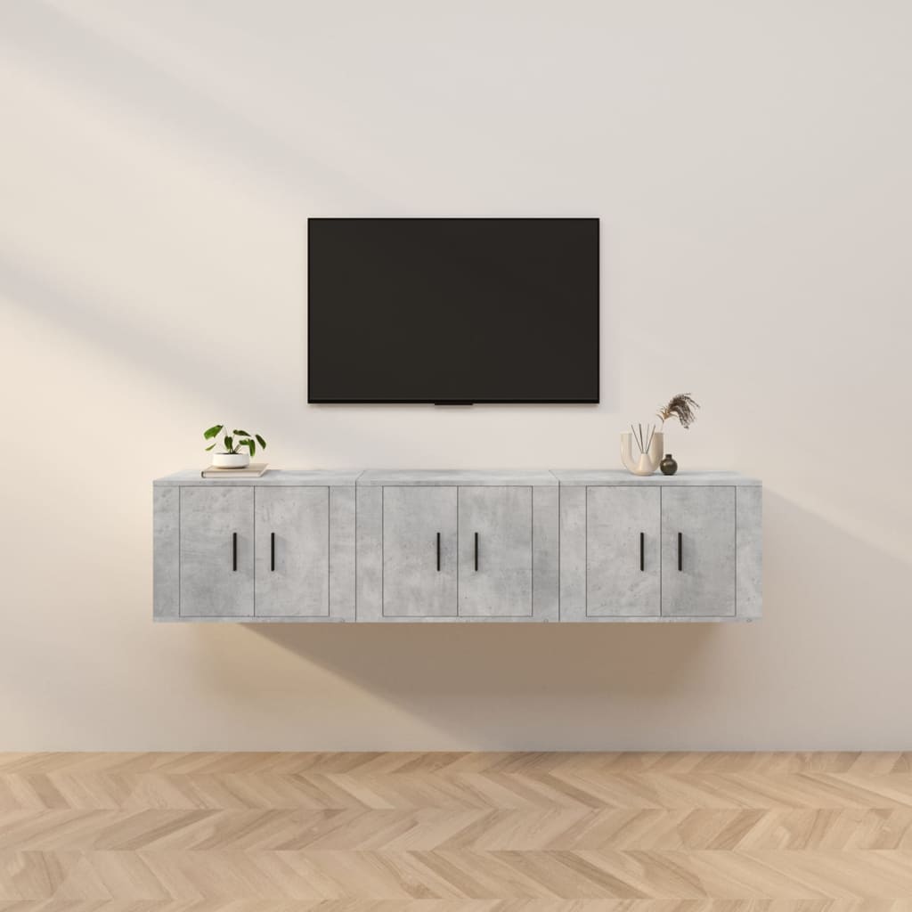 vidaXL Wall-mounted TV Cabinets 3 pcs Concrete Grey 57x34.5x40 cm
