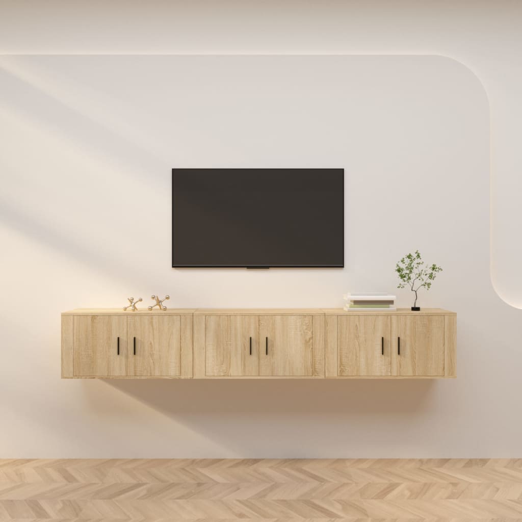 vidaXL Wall-mounted TV Cabinets 3 pcs Sonoma Oak 80x34.5x40 cm