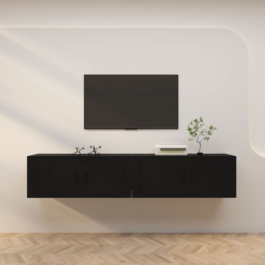 vidaXL Wall-mounted TV Cabinets 2 pcs Black 100x34.5x40 cm