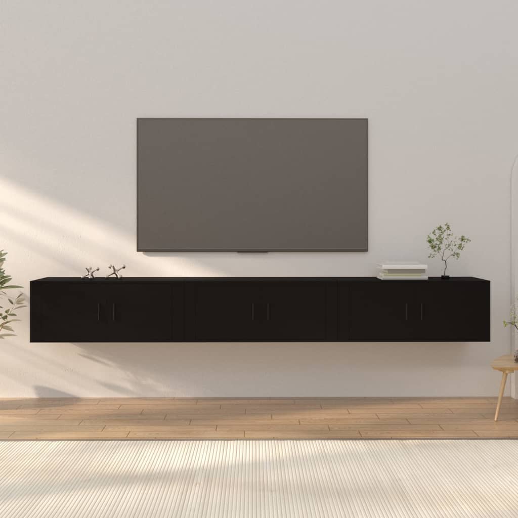 vidaXL Wall-mounted TV Cabinets 3 pcs Black 100x34.5x40 cm