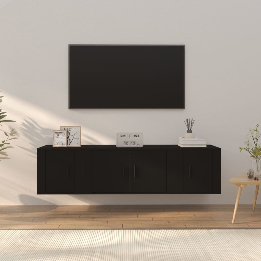 vidaXL 3 Piece TV Cabinet Set Black Engineered Wood