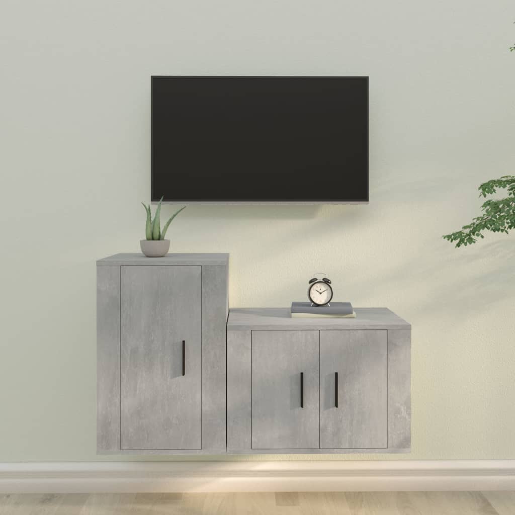 vidaXL 2 Piece TV Cabinet Set Concrete Grey Engineered Wood