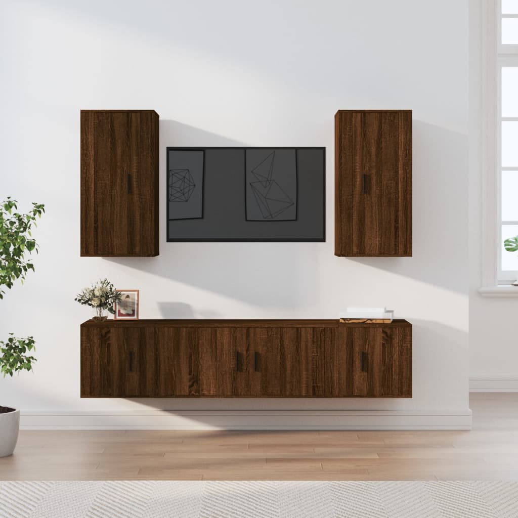 vidaXL 5 Piece TV Cabinet Set Brown Oak Engineered Wood