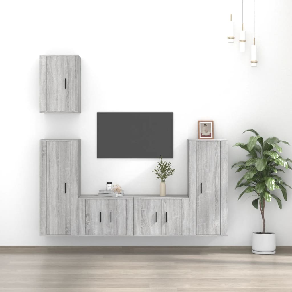vidaXL 5 Piece TV Cabinet Set Grey Sonoma Engineered Wood