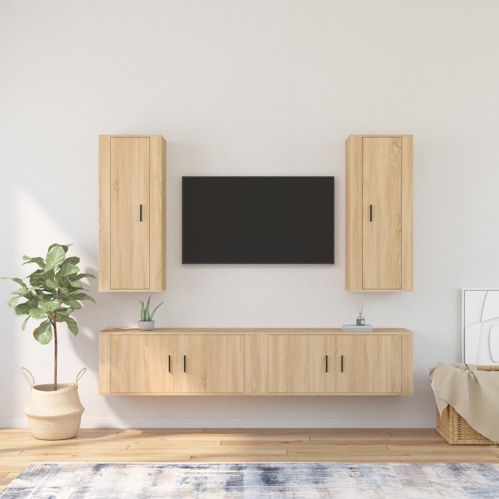vidaXL 4 Piece TV Cabinet Set Sonoma Oak Engineered Wood