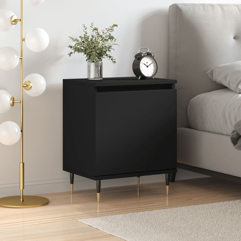 vidaXL Bedside Cabinet Black 40x30x50 cm Engineered Wood