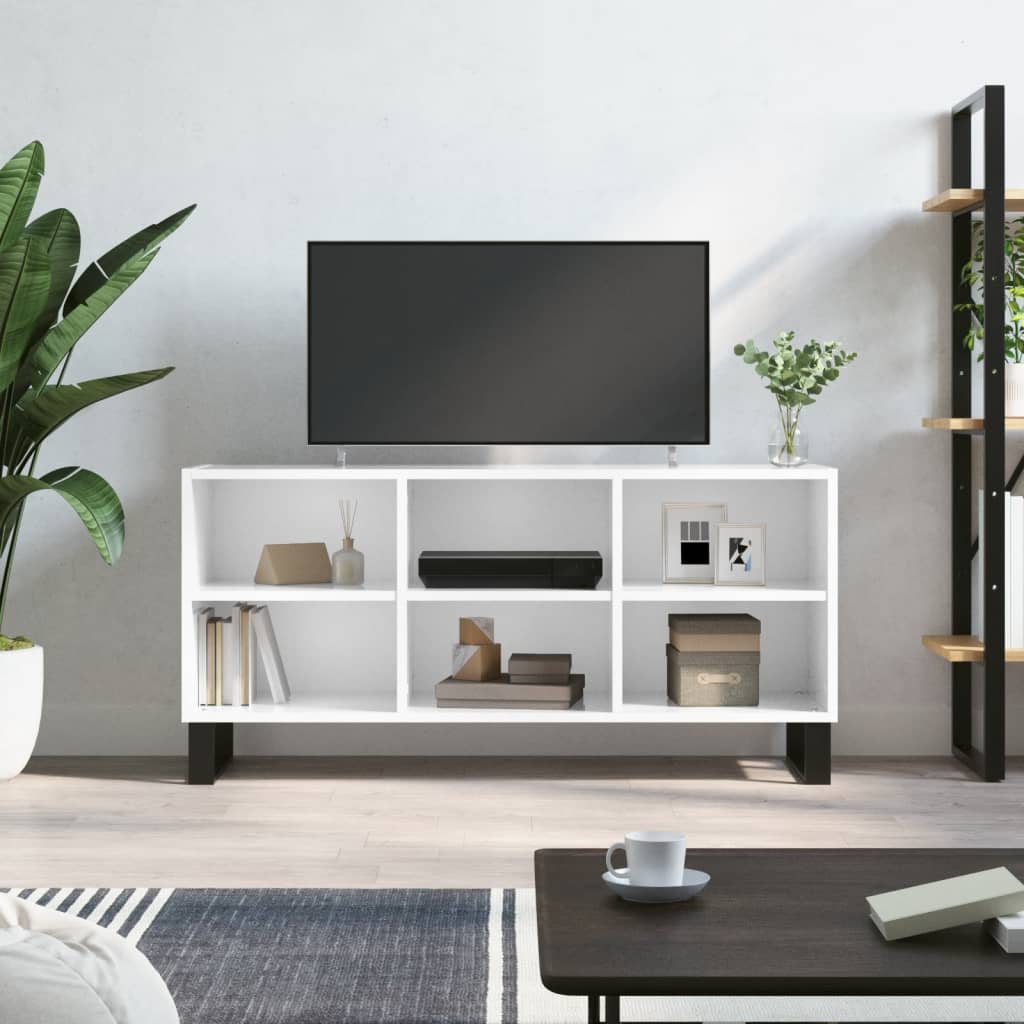 vidaXL TV Cabinet High Gloss White 103.5x30x50 cm Engineered Wood