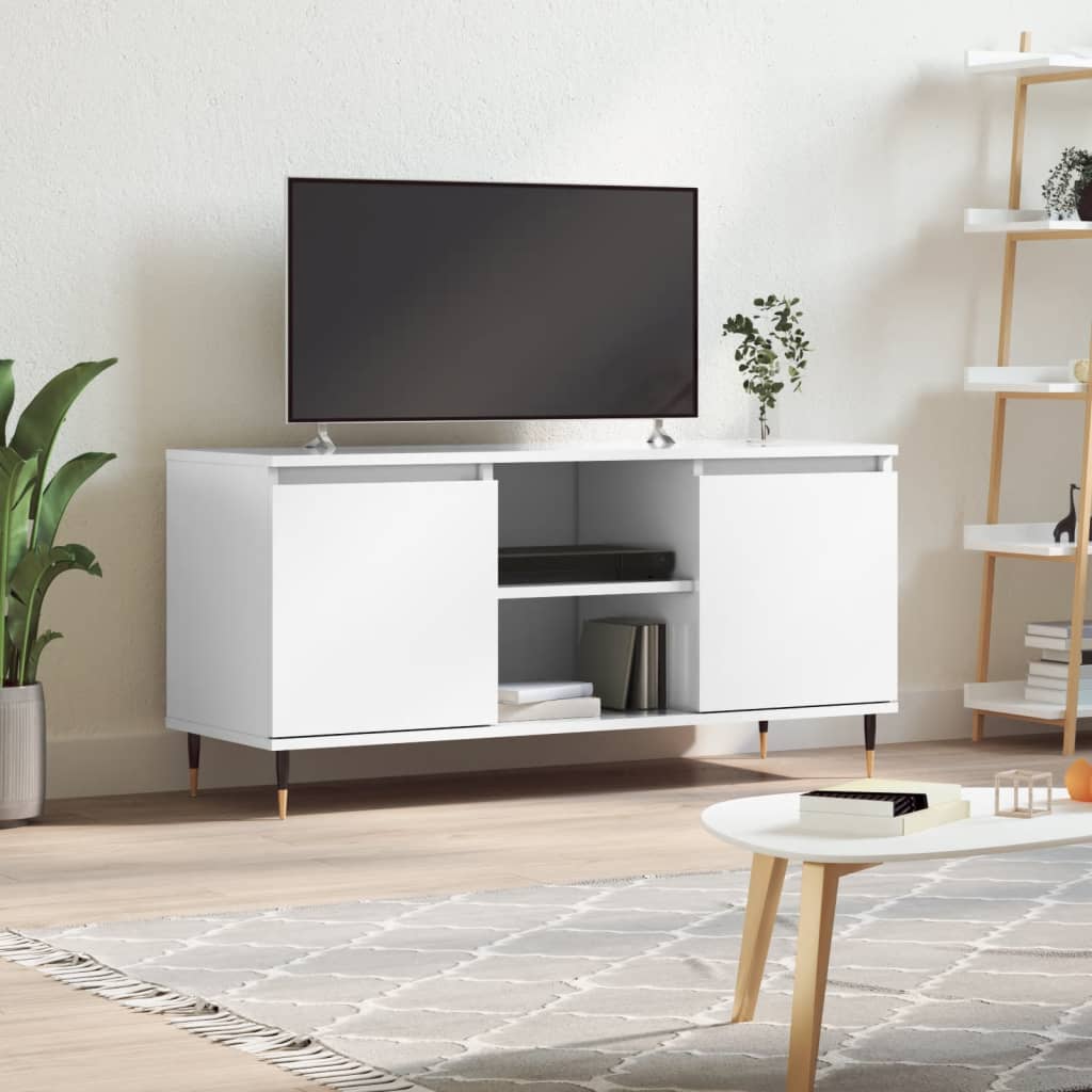 vidaXL TV Cabinet High Gloss White 104x35x50 cm Engineered Wood