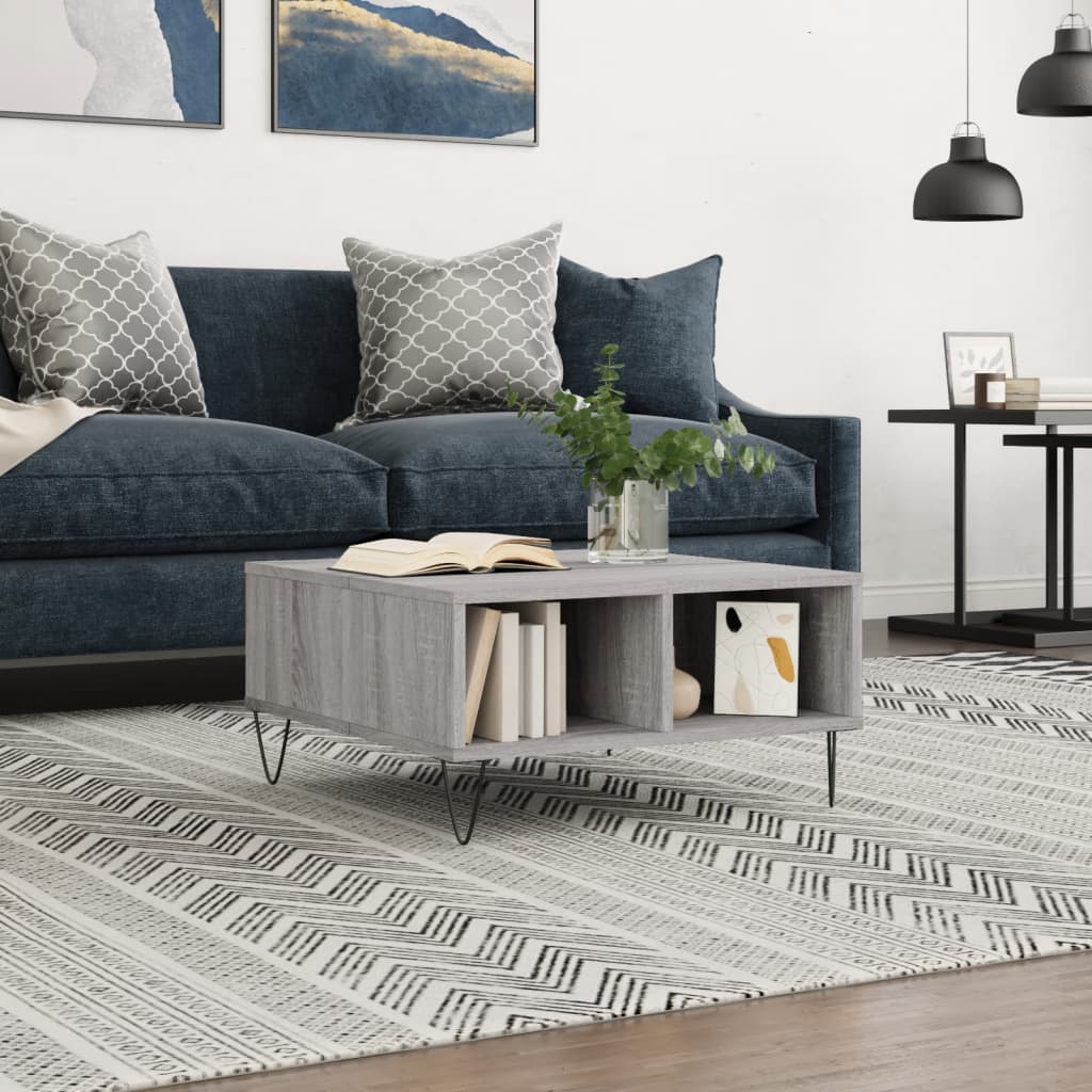 vidaXL Coffee Table Grey Sonoma 60x60x30 cm Engineered Wood