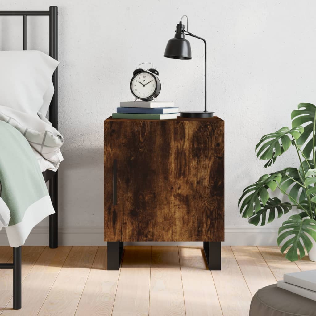 vidaXL Bedside Cabinet Smoked Oak 40x40x50 cm Engineered Wood