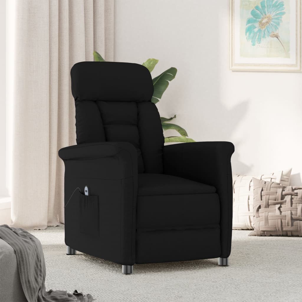 vidaXL Electric Recliner Chair Black Microfiber Fabric