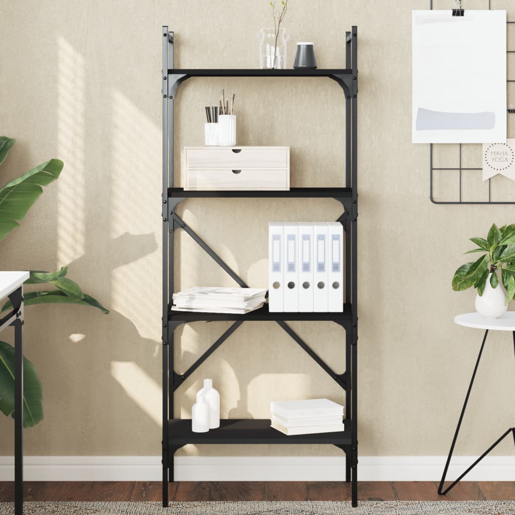 vidaXL Bookcase 4-Tier Black 56x31.5x138.5 cm Engineered Wood