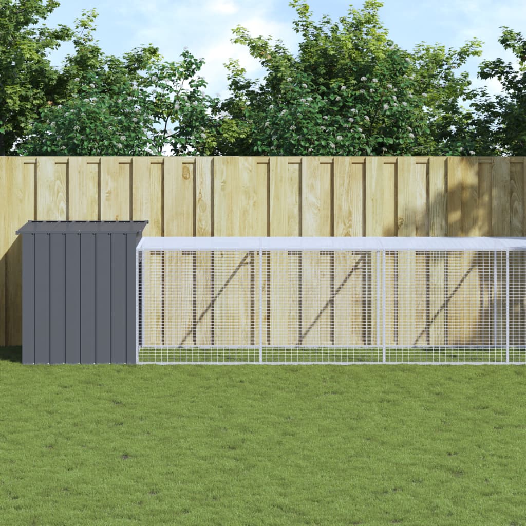 vidaXL Chicken Cage with Run Anthracite 110x609x110 cm Galvanised Steel
