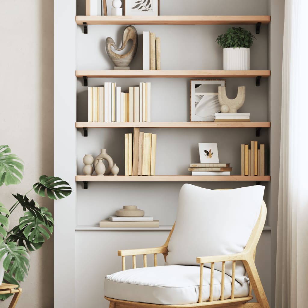 vidaXL Wall Shelf 80x20x2.5 cm Solid Wood Beech