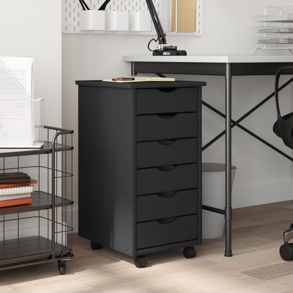 vidaXL Rolling Cabinet with Drawers MOSS Grey Solid Wood Pine