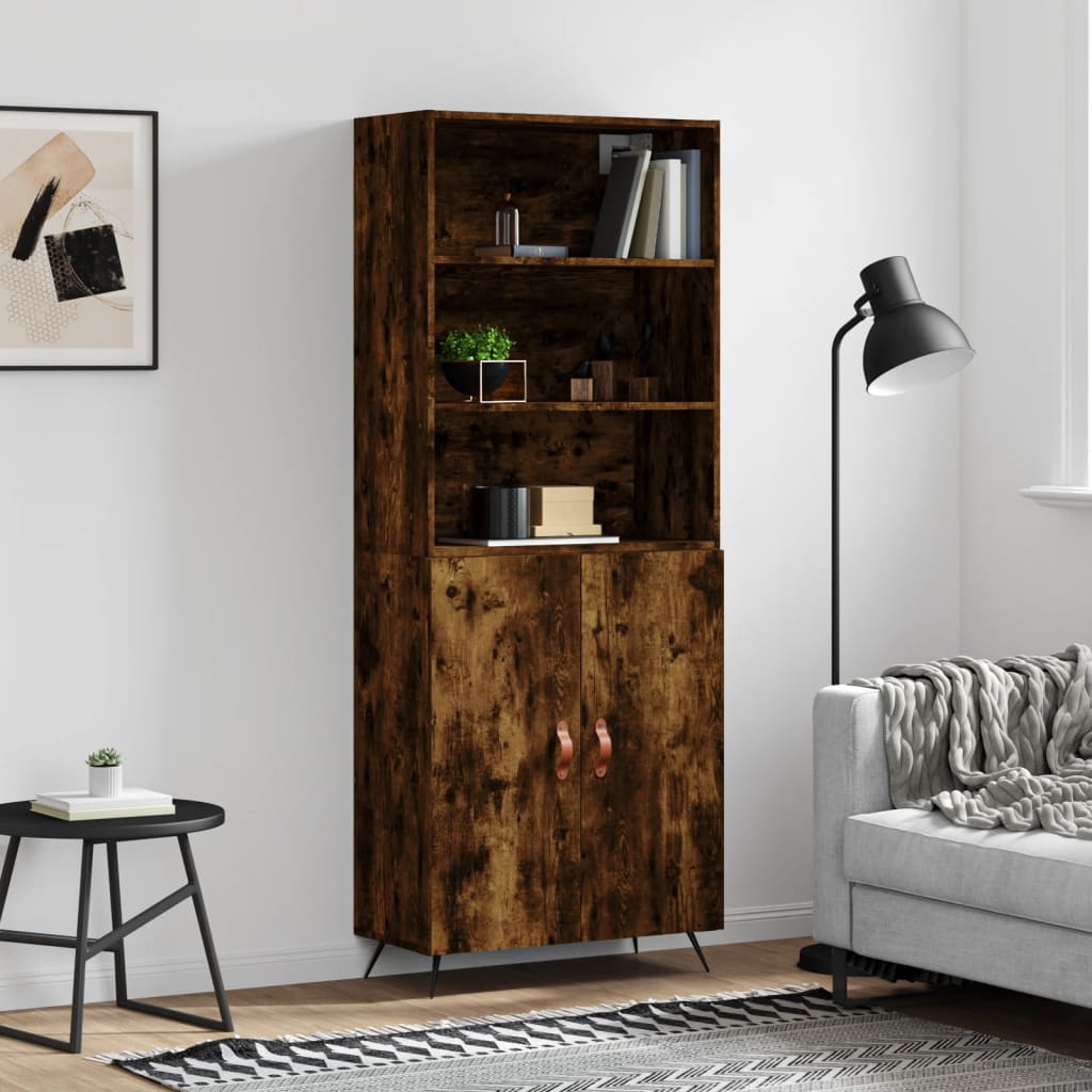 vidaXL Highboard Smoked Oak 69.5x34x180 cm Engineered Wood