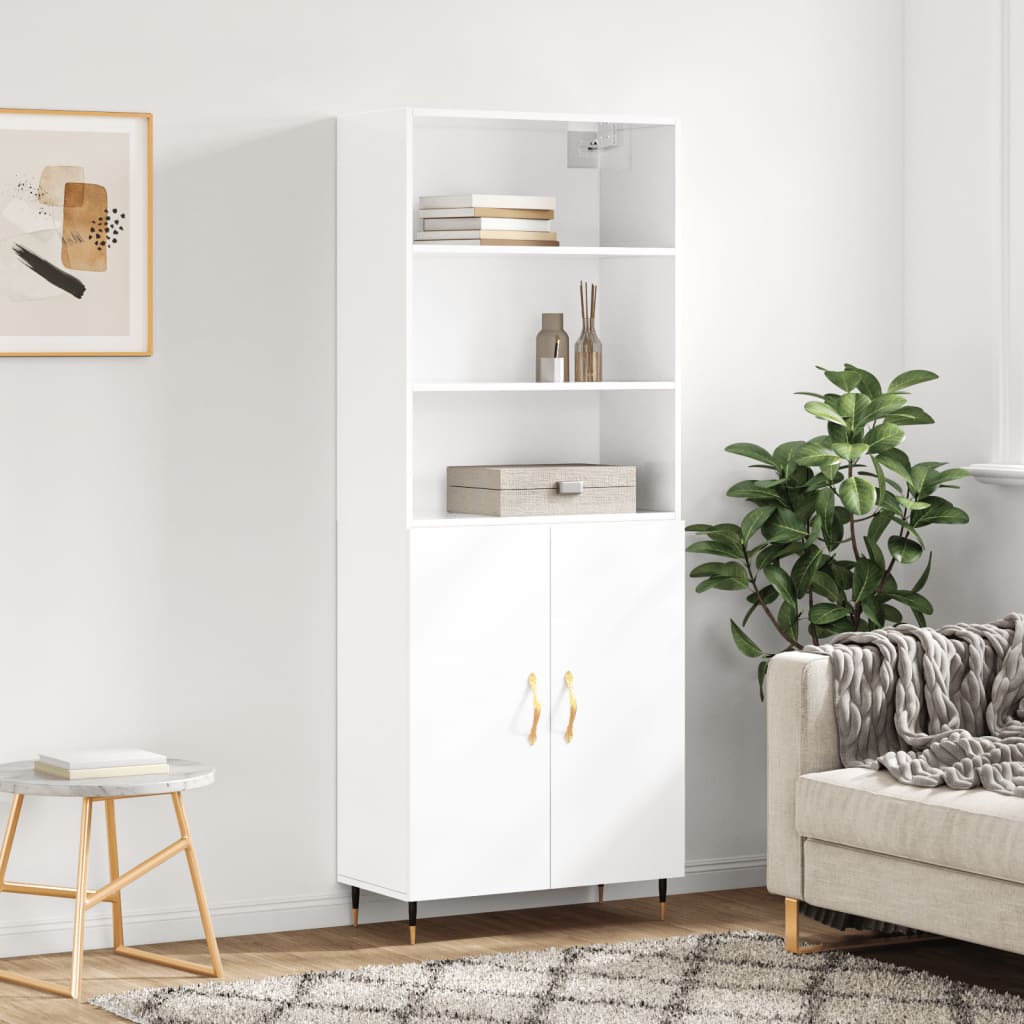 vidaXL Highboard High Gloss White 69.5x34x180 cm Engineered Wood