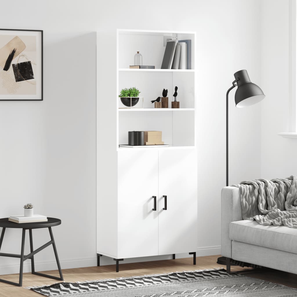 vidaXL Highboard High Gloss White 69.5x34x180 cm Engineered Wood