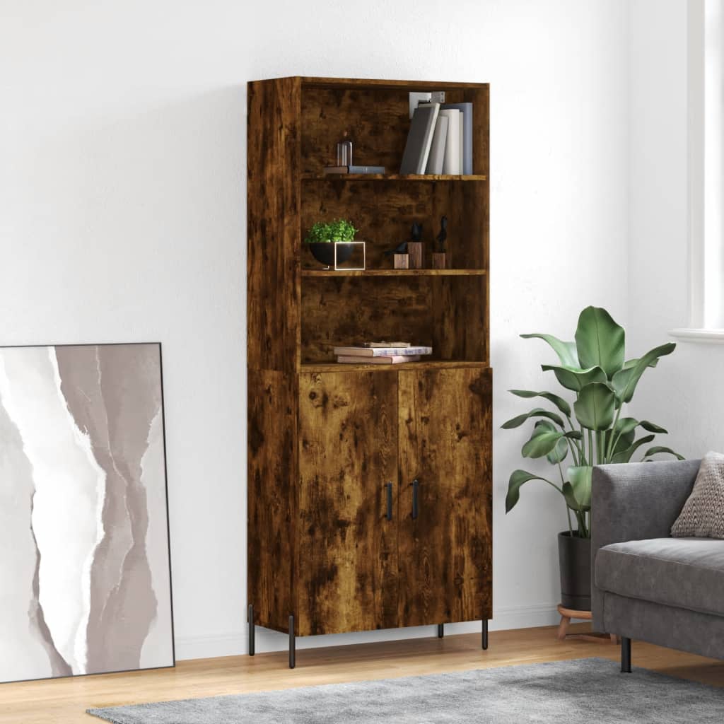 vidaXL Highboard Smoked Oak 69.5x34x180 cm Engineered Wood