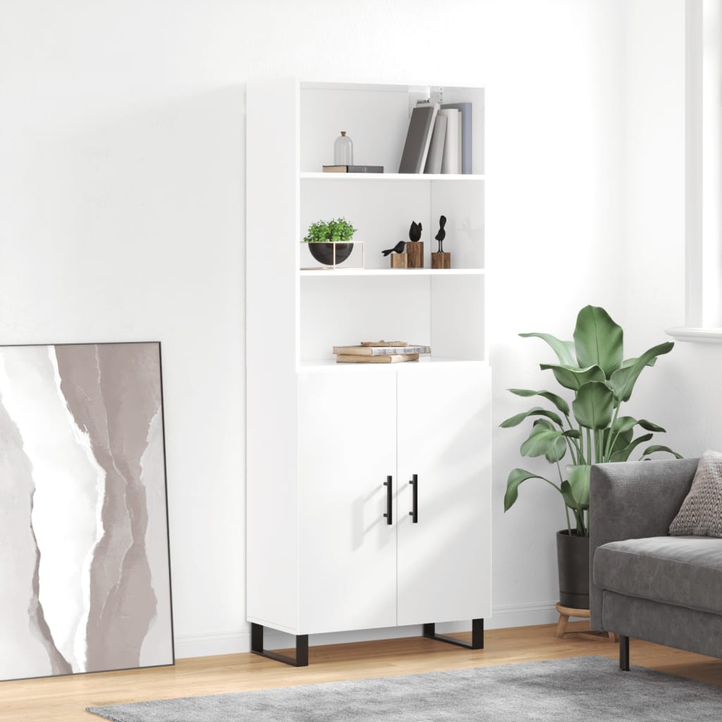 vidaXL Highboard High Gloss White 69.5x34x180 cm Engineered Wood