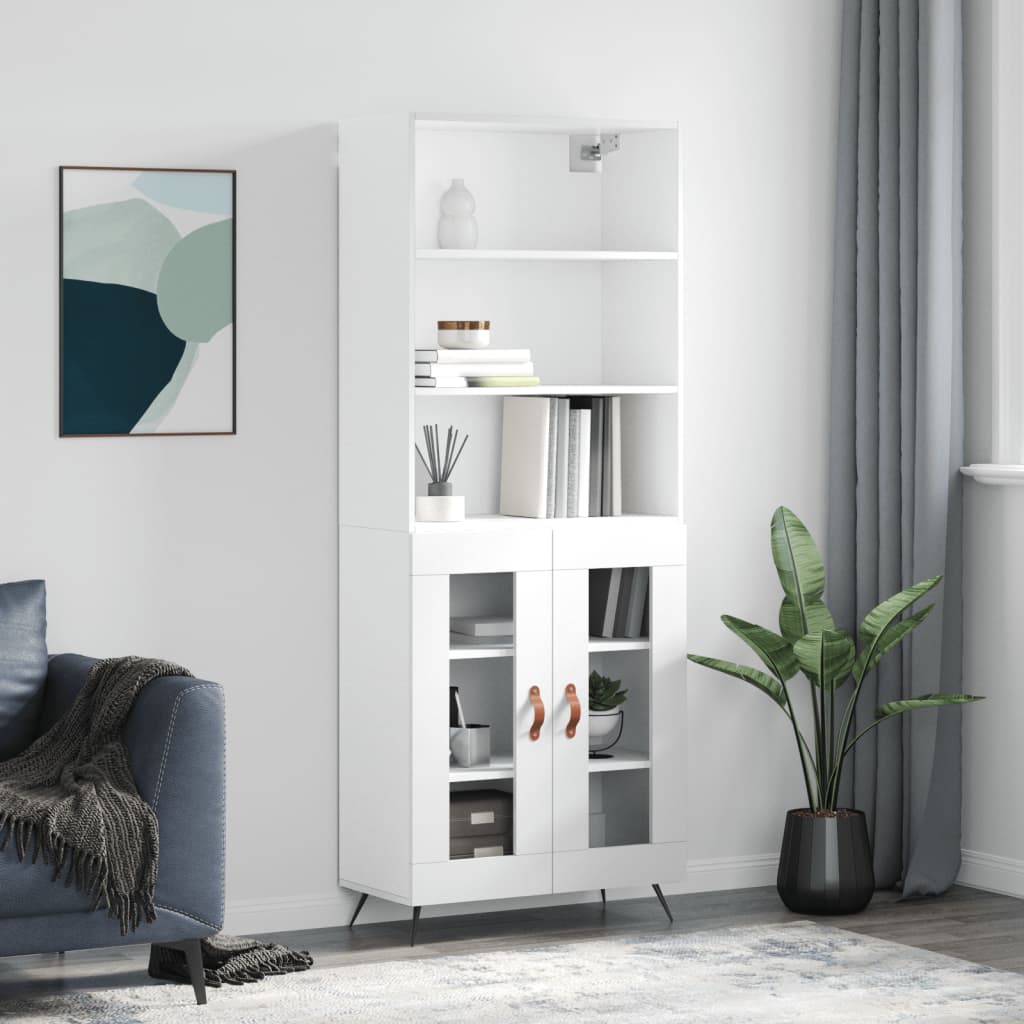 vidaXL Highboard High Gloss White 69.5x34x180 cm Engineered Wood
