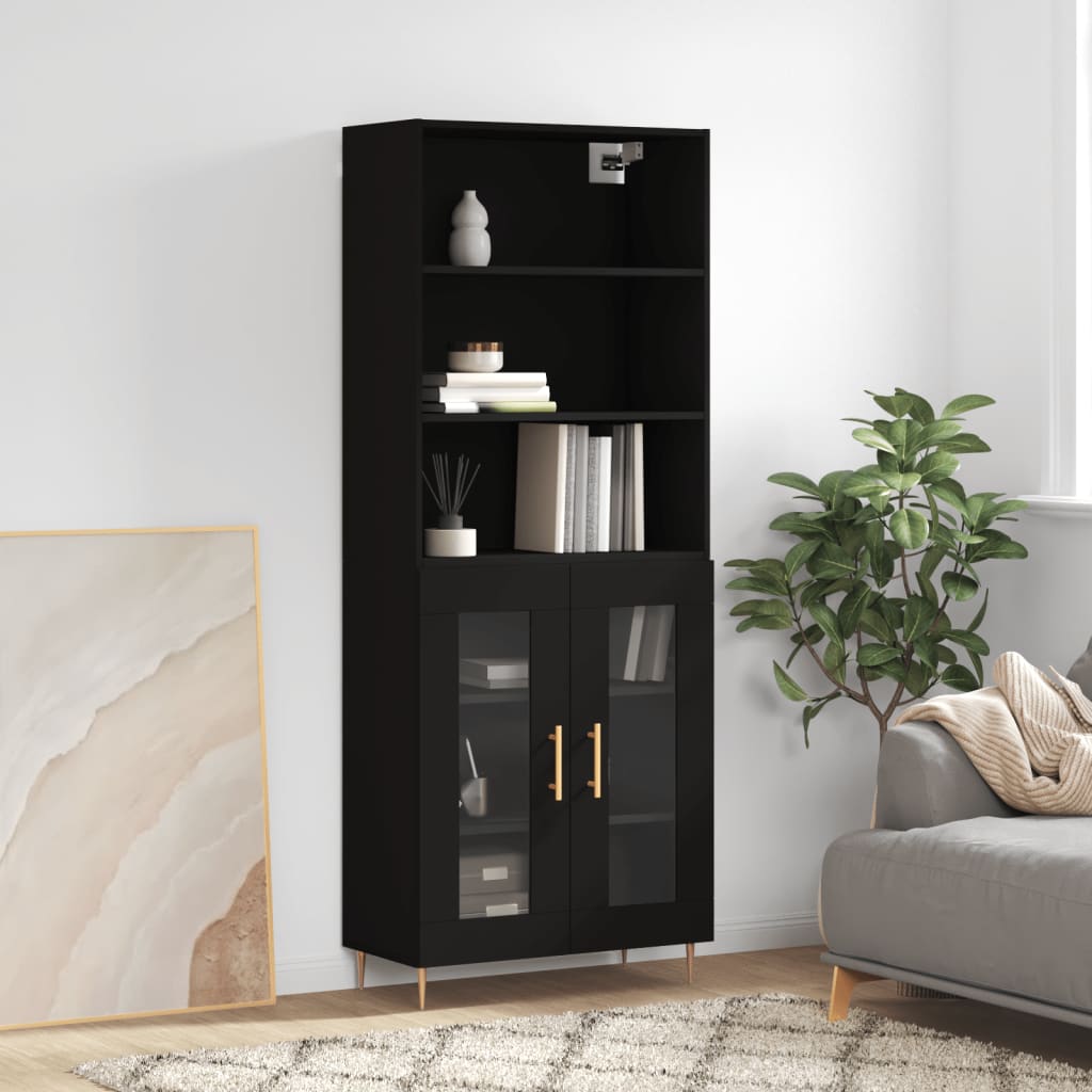 vidaXL Highboard Black 69.5x34x180 cm Engineered Wood