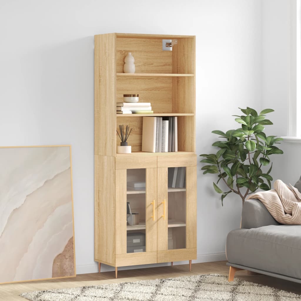 vidaXL Highboard Sonoma Oak 69.5x34x180 cm Engineered Wood