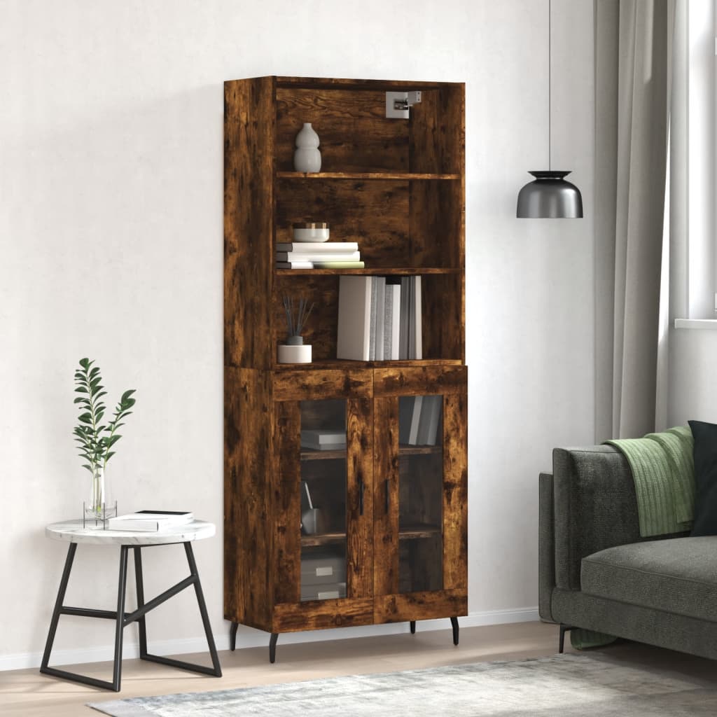 vidaXL Highboard Smoked Oak 69.5x34x180 cm Engineered Wood