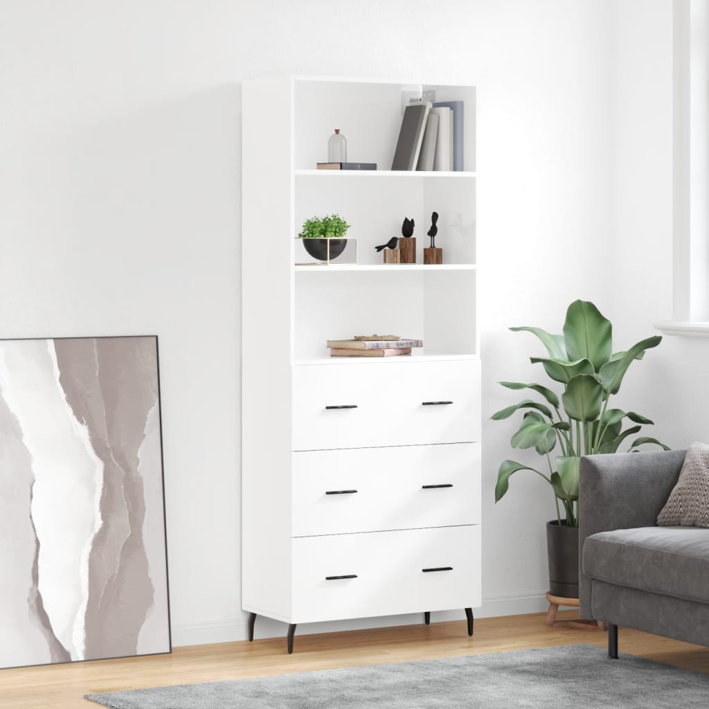 vidaXL Highboard High Gloss White 69.5x34x180 cm Engineered Wood