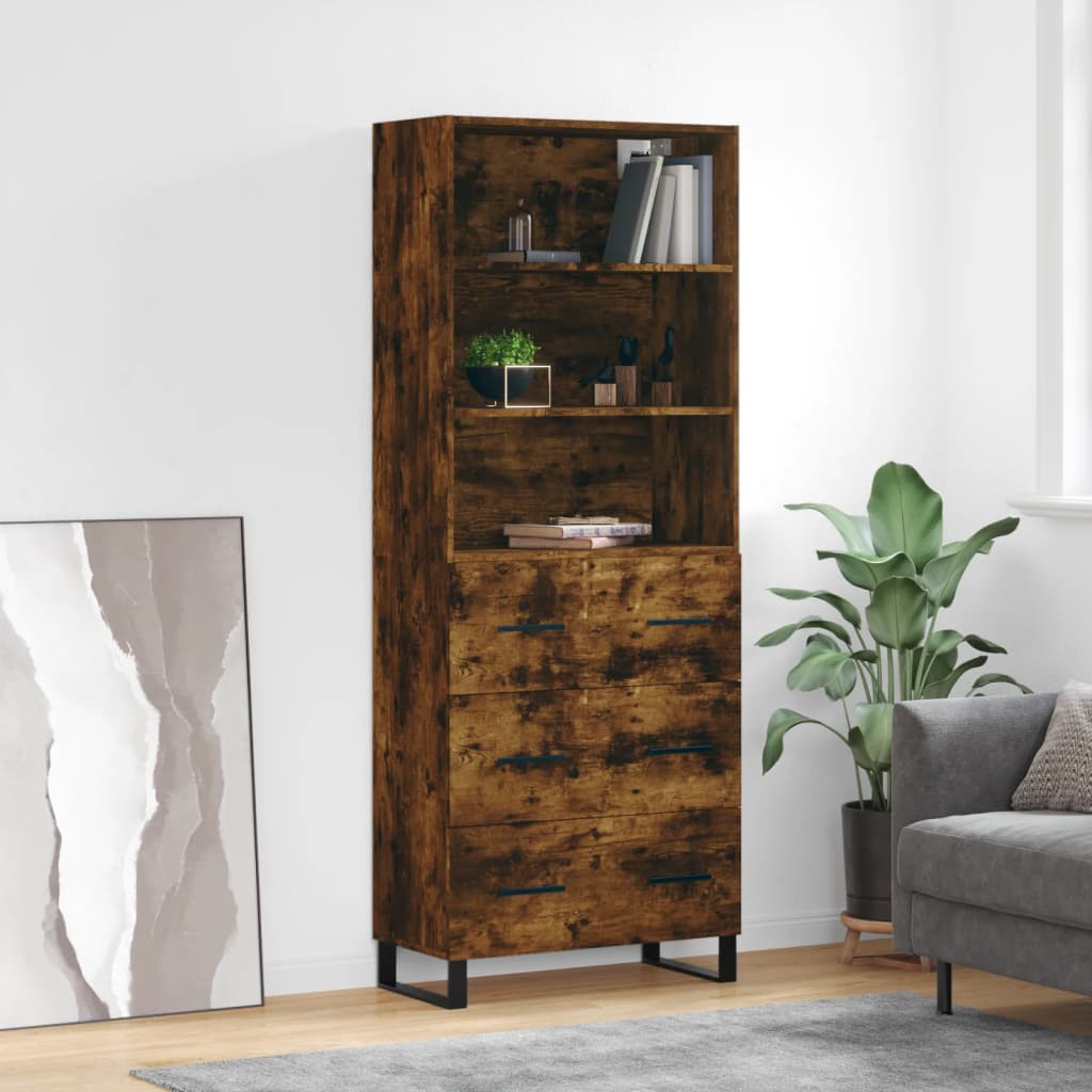 vidaXL Highboard Smoked Oak 69.5x34x180 cm Engineered Wood